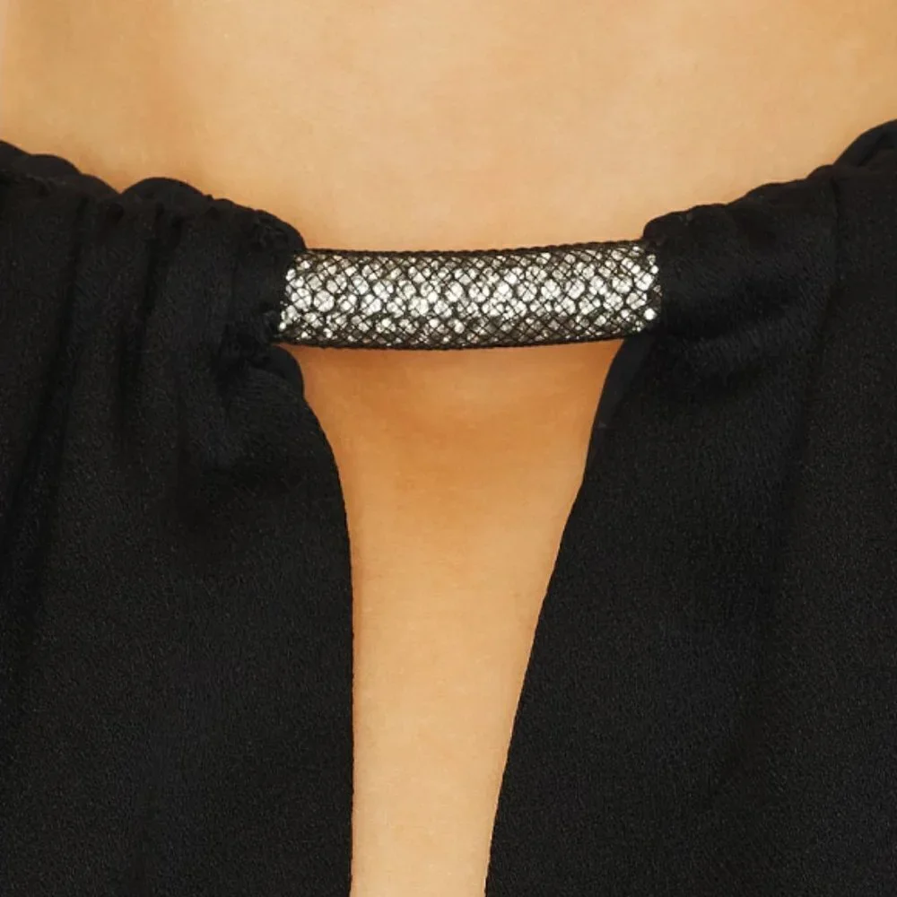 Veronica Beard 'Kusumi' Crystal-Neck Sleeveless Halter Top, Black - Picture 4 of 4